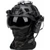 cuguoe Set casco FAST II Visiera Ghetta Cuffia Indicatori luminosi | Casco in ABS da 650 g, 56-60 cm, con visiera, ghetta for il collo, cuffia e 2 luci di posizione
