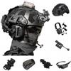 cuguoe Set casco leggero in ABS con microfono PTT e occhiali protettivi | Casco regolabile in ABS da 56-60 cm 650 g con microfono e supporti for cuffie con isolamento acustico