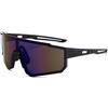 Cyberwork Occhiali da ciclismo leggeri UV400 con lenti in policarbonato per | Lente monopezzo in policarbonato, antivento, nasello antiscivolo, 28 g, leggera, lente riflettente