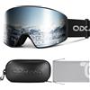 Odoland Kit di Maschera da Sci con Scatola, Maschera Snowboard Cilindrici Ampia Vista Anti-Nebbia Protezione UV, Occhiali da Sci per Uomo e Donna, Compatibile con Casco