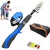 Xweptuy Set di 4 pezzi da pesca per bambini, canna da pesca telescopica portatile a 6 sezioni, asta per principianti con mulinello da spinning, borsa portatile, scatola per attrezzatura per ragazzi