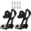 Luxshiny Pedale Bici Toe Cage Nero Cinghie Sostituibile per Cyclette