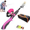 Xweptuy Set di 4 pezzi da pesca per bambini, canna da pesca telescopica portatile a 6 sezioni con mulinello da spinning, borsa portatile, scatola per attrezzatura per ragazzi, ragazze, regalo per