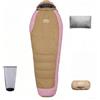 HLITMOUT Sacco a pelo in piuma,ultraleggero a mummia per campeggio, escursionismo e backpacking (Beige e rosa 0°C, Modello standard)