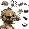 cuguoe Kit casco modello a 4 tubi con luce for cuffia e occhiali | Casco regolabile in ABS da 56-60 cm, 650 g, con comunicazioni, supporto ribaltabile e custodia for accessori