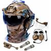 cuguoe Set casco FAST Gen 2 con visiera, cuffia e luci di posizione | Casco in ABS da 56-60 cm, 650 g, con visiera ribaltabile, ghetta for il collo, cuffie, luci di posizione e supporto laterale