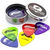 TIGER Plettri per Chitarra con Portaplettri, Confenzione da 12, 0.71 mm, Taglia Unica, Multicolore (Trasparenti)