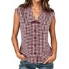 Generico Camicia Donna Senza Maniche Colletto Classico Motivo Quadretti | Tessuto Tinto Filo Modello Slim Leggero Estivo, Camicia Sbottonabile Frontale per Oktoberfest, Feste Bavarese, Uscite