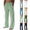 Generic Pantaloni da uomo in lino casual in cotone, pigiama da uomo a gamba larga con tasche, pantaloni sportivi semplici e alla moda, pantaloni dritti, pantaloni dritti estivi da yoga, pantaloni da spiaggia,