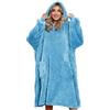 Tuopuda Felpe con Cappuccio Donna Oversize Coperta con Maniche Blanket Hoodie Manica Lunga Felpa con Coperta Indossabile 2 Tasche Fleece Jumper Gigante Taglia Unica Sweatshirt Cappotto, Blu
