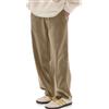 HOTake Pantaloni casual da uomo in velluto a coste elasticizzato, Cachi scuro, 3XL