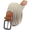 CHAOREN Cintura Elastica Uomo, cinta in Tessuto Elasticizzato 35mm, Casual Elasticizzata Elegante, Beige, 150cm (per vita 125-140cm / 48-53)