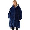 RITOSTA Felpa con Cappuccio Donna Oversize Pullover Blanket Hoodie Manica Lunga Gigante Super Morbida Calda e Confortevole Coperta con Tasca Sweatshirt Cappotto（Marina Militare,Taglia Unica）