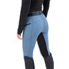 Chesoon Pantaloni da equitazione da donna, pantaloni da equitazione con toppa al ginocchio, pantaloni patchwork con tasche, azzurro, XL