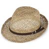 fiebig Trilby Sea Grass | Cappello da Sole 100% Paglia | Cappello Estivo con Fascia in Similpelle (61-XL)