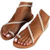 Generisch Sandali da donna con cinghie, sandali da spiaggia piatti con strass, comodi infradito