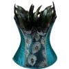Zanisouta Corsetto da donna con piuma, corsetto steampunk, pavone, costume da carnevale con gonna e pancia, shaperwear modellante, abito da sera