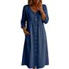 Azruma Vestiti Estivi Donna Lunghi Prendisole Donna Chemisier Casuale Monocolore Collo A V Mani Lunghe Vestito Midi Elegante Oscillante Abito Spiaggia Estate Vita Alta Modello Camicetta