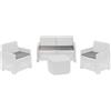 Dmora Set Salotto da Esterno Peschici, con 2 poltrone, 1 Divano e 1 tavolino, Effetto Rattan, 100% Made in Italy, Bianco