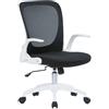 Dmora - Sedia da Ufficio Wellington, Poltrona direzionale a Rete con braccioli, Seduta ergonomica con braccioli Pieghevoli, Cm 60x59h86/96, Nero e Bianco