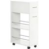 HOMCOM Carrello da Cucina 2 Ripiani Aperti, Cassetto, 25x50x85 cm, Bianco