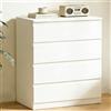 YOUDENOVA Comò con 4 cassetti, Bianco Legno Comò per Camera da letto Ingresso Soggiorno, Cassettiera Profondità 40 cm, Comò Larghezza 70 cm, Mobile Moderno, 70 x 40 x 95 cm