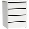 briebe Cassettiera armadio interno, comodino, comoda camera da letto, sinfonier 4 cassetti, 63,5 x 46 x 45 cm (altezza x larghezza x profondità) scrivania ufficio (bianco lucido)
