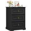 FOREHILL Comodino Camera da Letto con 3 Cassetti 45,5x38x64 cm Nero