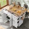 KUAKE Carrello da cucina a isola da cucina con piano di lavoro pieghevole, mobile da cucina moderno, carrello da servizio con ruote e portasciugamani, Siland da cucina con 4 cassetti, 2 ante, 110 x 45