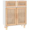 vidaXL Credenza Bianca 60x30x75 cm Legno Massello Pino Rattan Naturale