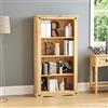 Vida Designs Corona Medium Libreria, Rustico Legnoen Mobile contenitore with 4 Shelves, Distressed Waxed Finish with Nero Metal Studs, H138.5xW75xD29cm (Solid Pine)
