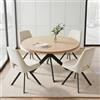 JIEXI Set tavolo da pranzo rotondo, 110 cm, finitura in rovere MDF, piano rotondo con 4 sedie in velluto, set ergonomico per sala da pranzo metà secolo per casa, sala da pranzo