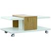 Inter Link - Tavolino - Bianco - MDF - Riproduzione rovere selvatico - Su rotelle - Joliet
