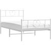vidaXL Giroletto con Testiera e Pediera Metallo Bianco 90x190 cm