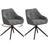 WOLTU Set di 2 Sedie Sala da Pranzo Girevoli a 360°, Poltroncine da Salotto | Rivestimento in Ciniglia, Gambe in Metallo, per Cucina, Ristorante, Camera da Letto,Nero