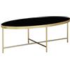 FineBuy Tavolino Ovale 110x56x40 cm Vetro Nero con Struttura Dorata