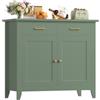 HOCSOK Credenza Buffet, Mobile da Cucina con 2 Armadi e 2 Cassetti, Armadio | Stile Farmhouse, Credenza Cucina per Soggiorno Sala da Pranzo, Ingresso, 82x40x91cm, Bianco/Nero/Verde/Blu