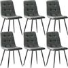 JIJIAN Set 6 Sedie da Pranzo in Tessuto Tecnico, Grigio Scuro | Sedie Imbottite Moderne