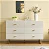 Soweiz Cassettiera con 6 cassetti in bianco e accenti dorati, in MDF e acciaio, per camera da letto, soggiorno e ingresso, 120 x 40 x 75 cm