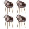 BenyLed Set di 4 Sedie da Pranzo Patchwork con Gambe in Legno, Marrone