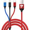 Aioneus Multi Cavo di Ricarica,3 in 1 Multiplo Cavo USB Type-C 1.2M Ricarica Rapida Filo Caricabatterie Nylon Intrecciato Cavetto Micro USB Tipo C Lightning per Samsung iPhone Huawei Redmi Android OPPO,Rosso