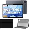 Tibuta Tablet Android 13, tablet da 10 pollici con custodia protettiva, processore quad-core, fotocamera anteriore da 5,0 MP + posteriore da 8,0 MP, 7000 mAh, tablet IPS, Bluetooth Wi-Fi
