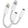 zoyuzan Adattatore AUX per iPhone, cavo splitter da Lightning a jack da 3,5 mm (confezione da 2) per cavo audio certificato Apple MFI per 14 13 12 11 Pro Max X 7 8 Plus Mini per iPad Music Headset Converter