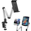 GOMETY Supporto per tablet da tavolo e letto, girevole a 360°, supporto per tablet in alluminio regolabile con robusto braccio, regolabile in altezza e pieghevole, supporto universale per iPad da 4 a