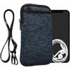 kwmobile Custodia Neoprene con Zip per Smartphone XXL - 7 - Portacellulare a Tracolla - Porta Cellulare da Collo Universale - deep ocean/nero