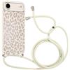 Coalbooliy Custodia con Cordino per iPhone 17 Air 6,5, Aesthetic Leopard Leopardata Modello Morbido Silicone Bianco Cover Laccio Collana Antiurto Bumper Protettivo Case Cellulare Ragazze, 03