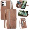 Fertuo Cover a Libro per Xiaomi Redmi Note 17 Pro Max/Plus 5G, Marrone | Antiurto Portafoglio, Porta Carte, Chiusura Magnetica, Stand, Cordino, Tasca Zip, Fiori, Flip Case, Pelle PU, Silicone