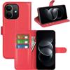 JIUNINE Cover a Libro in Pelle per XIAOMI Redmi Note 17 Pro 5G, Rosso | Custodia Portafoglio Antiurto in Pelle Sintetica a Grana Litchi, Portacarte, Chiusura Magnetica, Supporto Regolabile
