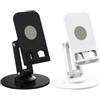 IKOPFLN 2 supporti per telefono rotanti a 360°, supporto pieghevole, accessori per telefono, regolabile, adatto a tutti gli smartphone (bianco e nero)