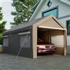 Lumivortex Tenda da garage grigia, resistente all'inverno, 6 x 3 x 3 m, con finestra arrotolabile, pareti laterali e tetto rimovibili, capanno per attrezzi per auto, SUV, barca, camion (592 x 310 x 276 cm)